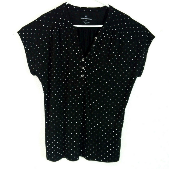 Liz Claiborne Tops - Liz Claiborne Top XL B/W Polka Dot J0132